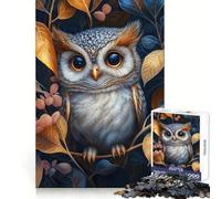 Rompecabezas de 1000 Piezas Búho Entre Hojas de otoño para Adultos Juego Inteligente de Rompecabezas Divertido Montaje de imágenes Regalo de Temporada (50x75cm)