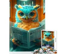 Rompecabezas de 1000 Piezas: Búho Leyendo periódico Animal Juguete DIY Regalo de Amigo Secreto Juego Educativo con Piezas aleatorias Que se entrelazan (tamaño 50x75cm)