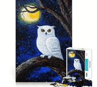 Rompecabezas de 1000 Piezas Búho Nival bajo la luz de la Luna para Adultos Juguete para ejercitar la Mente y Relajarse Corte de precisión Regalo Elegante (38x26cm)