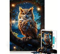 Rompecabezas de 1000 Piezas Búho posado en la Luna para Adultos Juego Inteligente de Rompecabezas Divertido Montaje de imágenes Regalo de Temporada (38x52cm)