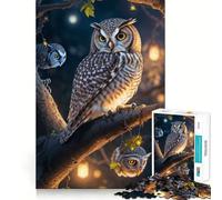 Rompecabezas de 1000 Piezas Búho Sabio Posado para Adultos Ejercicio Mental Corte de precisión Bordes Suaves Actividad Relajante para Grupos en Interiores (38x52cm)