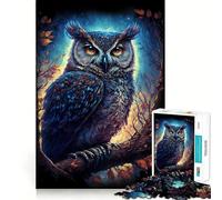 Rompecabezas de 1000 Piezas Búho Vigilante Nocturno para Adultos Juego Inteligente de Rompecabezas Divertido Montaje de imágenes Regalo de Temporada (38x52cm)