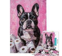 Rompecabezas de 1000 Piezas Bulldog francés Entre Rollos Rompecabezas para Adolescentes Ideal para Pasar el Tiempo en casa Un Reto para completar Regalo para Reducir el estrés 38x26cm