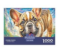 Rompecabezas De 1000 Piezas «Bulldog francés» para La Familia - Gran Desafío En Papel Ecológico, Juego De Ingenio para Adultos Y Niños 52x38cm/1000pcs