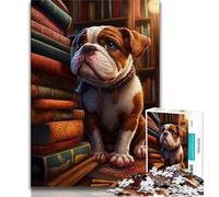 Rompecabezas de 1000 Piezas Bulldog on The Book para Adolescentes Ayuda a ejercitar el Cerebro Juguetes adictivos para Cultivar la Paciencia Ideal para Parejas (50x75cm)