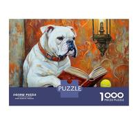 Rompecabezas De 1000 Piezas Bulldog Reading A Book on A Toilet Rompecabezas para Adultos Juego Familiar Desafío Difícil Oferta como Regalos para Toda La Familia 70x50cm/1000pcs