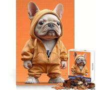 Rompecabezas de 1000 Piezas Bulldog y un Cuerpo Humano para Adolescentes Estimulación Cerebral Entretenimiento Casual Corte Premium (38x26cm)
