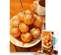 Rompecabezas de 1000 Piezas Buñuelos con café,Naturaleza Muerta,Articulaciones afiladas,Juego Creativo para el Cerebro,Juego para Pasar un rato Agradable,Regalo de cumpleaños artístico (50x75cm)