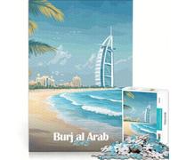 Rompecabezas de 1000 Piezas Burj Al Arab Dubai, Juguete Educativo, desafiante de completar, cumpleaños y Navidad 38x26cm