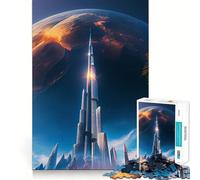 Rompecabezas de 1000 Piezas Burj Khalifa,diseño de Bordes Finos,Ideal para ejercitar la Mente,Relajarse y Disfrutar de la Navidad Regalo artístico (38x26cm)
