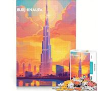 Rompecabezas de 1000 Piezas Burj Khalifa Glow, Juguete Educativo, desafiante de completar, cumpleaños y Navidad 50x75cm