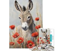 Rompecabezas de 1000 Piezas Burro Entre Amapolas para Adolescentes Difícil Cada Pieza es única Juguetes educativos Juegos 38x26cm