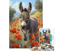 Rompecabezas de 1000 Piezas Burro Entre Amapolas Rompecabezas para Adolescentes Que mejoran la Memoria Un Reto Educativo Regalo Ideal para Amigos y Familiares 38x26cm