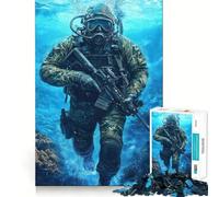 Rompecabezas de 1000 Piezas Buzo de Las Fuerzas Especiales para Adultos Juguete para la Mente, Juego Relajante, Bordes precisos, Regalo conmovedor 50x75cm