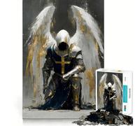 Rompecabezas de 1000 Piezas Caballero Ángel en Oración para Adultos Ejercicio Mental Corte de precisión Bordes Lisos Actividad Relajante para Grupos en Interiores (38x26cm)