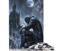 Rompecabezas de 1000 Piezas Caballero bajo la Luna Llena para Adultos. Rompecabezas de Madera de 1000 Piezas. Juego práctico. Decoración Familiar. 1000 Piezas (75 x 50 cm).