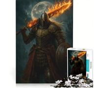 Rompecabezas de 1000 Piezas: Caballero con Espada llameante bajo la luz de la Luna, Juego Imposible, Corte de precisión, con Piezas de Formas aleatorias Que encajan Perfectamente 50x75cm
