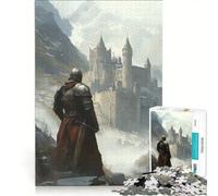 Rompecabezas de 1000 Piezas Caballero contemplando un Castillo en Las montañas Juegos relajantes, para desconectar intelectualmente Colección de Artistas Bellas Artes 50x75cm