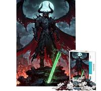 Rompecabezas de 1000 Piezas Caballero Oscuro con Espada bajo la Luz de la Luna Difícil y desafiante Actividades Familiares Juegos relajantes para Mayores de 14 años (38x52cm)