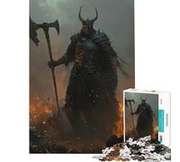 Rompecabezas de 1000 Piezas Caballero Oscuro con Hacha Dios de la Guerra Juego práctico Juguete Educativo Regalos de Amigo Invisible Decoración (Tamaño 50x75cm)