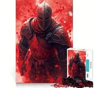Rompecabezas de 1000 Piezas Caballero Rojo con Armadura para Adolescentes Juguete para ejercitar la Mente Juego en Grupo Arte y Montaje Regalo clásico (38x52cm)