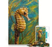 Rompecabezas de 1000 Piezas Caballito de mar en Las Algas para Adolescentes, Juguete de lógica Fuerte, Escape Tranquilo, Borde Transparente, Regalo de cumpleaños (50x75cm)