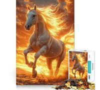 Rompecabezas de 1000 Piezas Caballo Blanco al Atardecer - Juguete de Alta precisión Troquelado - Divertido desafío para el Tiempo de Espera (50x75cm)