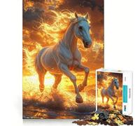 Rompecabezas de 1000 Piezas Caballo Blanco al Atardecer para Adultos Juego de Memoria Divertido Componentes Resistentes y de Corte Limpio aliviar el estrés (38x52cm)