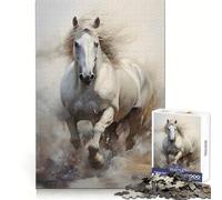 Rompecabezas de 1000 Piezas Caballo Blanco Galopando por el Agua para Adultos Estimula la Mente, relaja y es Divertido Bordes Uniformes Regalo Ideal (38x52cm)