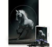 Rompecabezas de 1000 Piezas Caballo Blanco Saltando a través de un círculo para Adultos Ideal para Mejorar la Memoria, una Actividad Relajante y un Regalo Memorable (38x52cm)