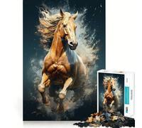 Rompecabezas de 1000 Piezas,Caballo de Carreras salvajeadorable,Color marrón,Corte preciso,Arte,Juego Creativo para ejercitar la Mente,Tiempo de Juego Tranquilo,Regalo de cumpleaños para Aficionados