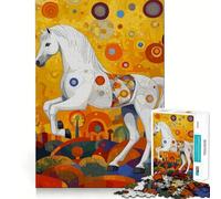 Rompecabezas de 1000 Piezas Caballo de carrusel Blanco para Adolescentes Juego Divertido con Encaje Huecos Actividad Nocturna para Toda la Familia (38x26cm)
