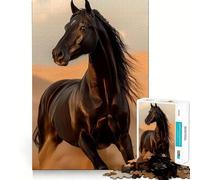 Rompecabezas de 1000 Piezas Caballo Negro Corriendo en el Desierto Juego de articulaciones afiladas,Entrenamiento Mental,diversión,Juego para Pasar un rato Agradable,decoración navideña para la Pared