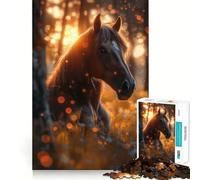 Rompecabezas de 1000 Piezas Caballo Salvaje al Atardecer para Adultos Juego de Memoria y concentración Ajuste, Compacto y Divertido para Toda la Familia (38x26cm)