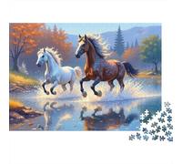 Rompecabezas de 1000 Piezas Caballos Corriendo Arte de Papel para Adultos Puzzle de Papel Grueso Educativo Decoración de Pared 38x26cm/1000pcs