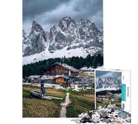 Rompecabezas de 1000 Piezas Cabaña Alpina con Vista a la montaña Rompecabezas para Adultos Juegos relajantes Una Obra de Arte cumpleaños y Navidad (Tamaño 38x26cm)