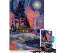 Rompecabezas de 1000 Piezas Cabaña bajo un Cielo Estrellado Diseño de Corte preciso Decoración Que estimula la lógica y el Pensamiento Juego Relajante (38x52cm)