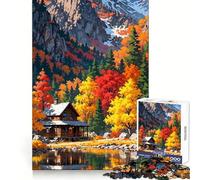Rompecabezas de 1000 Piezas Cabaña de otoño Junto al Lago - Pensamiento Claro - Pasatiempo Tranquilo - Bordes precisos - Sorpresa Festiva (38x26cm)