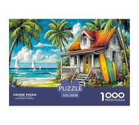 Rompecabezas De 1000 Piezas «Cabaña de Playa» para La Familia - Gran Desafío En Papel Ecológico, Juego De Ingenio para Adultos Y Niños 52x38cm/1000pcs