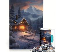 Rompecabezas de 1000 Piezas Cabaña en un País de Las Maravillas Invernal Juego práctico Interacción Entre Padres e Hijos Colección de Artistas Bellas Artes 38x26cm
