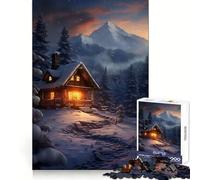 Rompecabezas de 1000 Piezas Cabaña en un País de Las Maravillas Invernal para Adultos Ideal para Relajarse y desconectar Diseño nítido y Memorable (38x26cm)