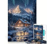 Rompecabezas de 1000 Piezas Cabaña Nevada en Las montañas para Adolescentes Juguete para desarrollar la lógica, Relajante y Divertido Corte preciso Regalo artístico (38x26cm)