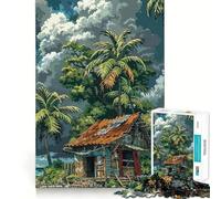 Rompecabezas de 1000 Piezas Cabaña Tropical Junto al mar Corte Impecable Juego de lógica Divertido Juguete Juego Libre Actividad de cumpleaños (38x26cm)