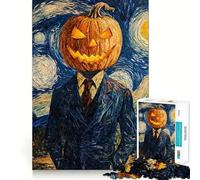 Rompecabezas de 1000 Piezas Cabeza de Calabaza en la Noche Estrellada para Adolescentes Juego Mental Juguete para el hogar Corte preciso (50x75cm)