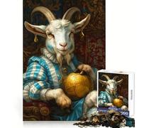 Rompecabezas de 1000 Piezas Cabra Real con balón de fútbol Dorado para Adultos y Adolescentes Recuerda armarlo Lentamente y Disfruta de un Corte preciso Arte Coleccionable (38x52cm)