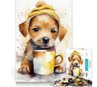 Rompecabezas de 1000 Piezas Cachorro a la Hora del café para Adolescentes Juguete Educativo para Toda la Familia Corte de Calidad Regalo Elegante (38x52cm)