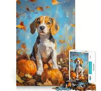 Rompecabezas de 1000 Piezas Cachorro Beagle con Calabazas,Pintura,Diseño Limpio,Decoración,Actividad Mental Inteligente,Momento Acogedor,Juego,Regalo Navideño Divertido (38x26cm)