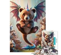 Rompecabezas de 1000 Piezas Cachorro de Oso Unicornio híbrido con alas de dragón Juegos relajantes y adictivos Juguetes Ideales para Cultivar la Paciencia Excelentes Regalos y Juguetes para Parejas