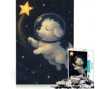 Rompecabezas de 1000 Piezas Cachorro Persiguiendo Estrellas en el Espacio Juego de ingenio difícil y desafiante Regalo de cumpleaños obsequios 50x75cm