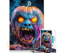 Rompecabezas de 1000 Piezas Calabaza de Halloween Pesadilla Neón para Adultos, Juguete Logic Boost Family Bond Premium Edge Warm Surprise (38x52cm)